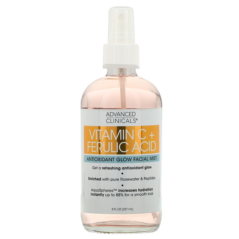 Vitamin C + Ferulic Acid toner  Advanced Clinicals Antioxidant Glow Facial Mist, 8 fl oz  DẠNG XỊT