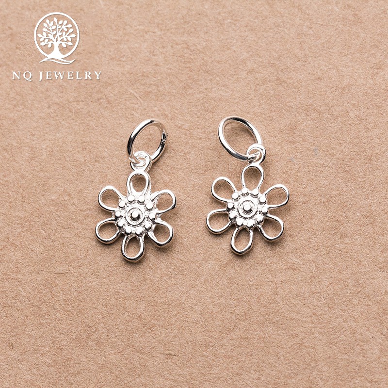 Combo 5 charm bạc hình hoa sáu cánh mặt treo 9*12mm - NQ Jewelry