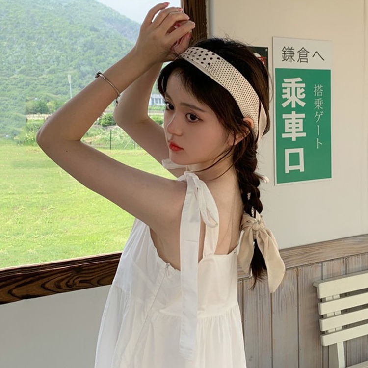 Đầm Hai Dây Dáng Rộng Đính Nơ Thời Trang Mùa Hè Cho Nữ