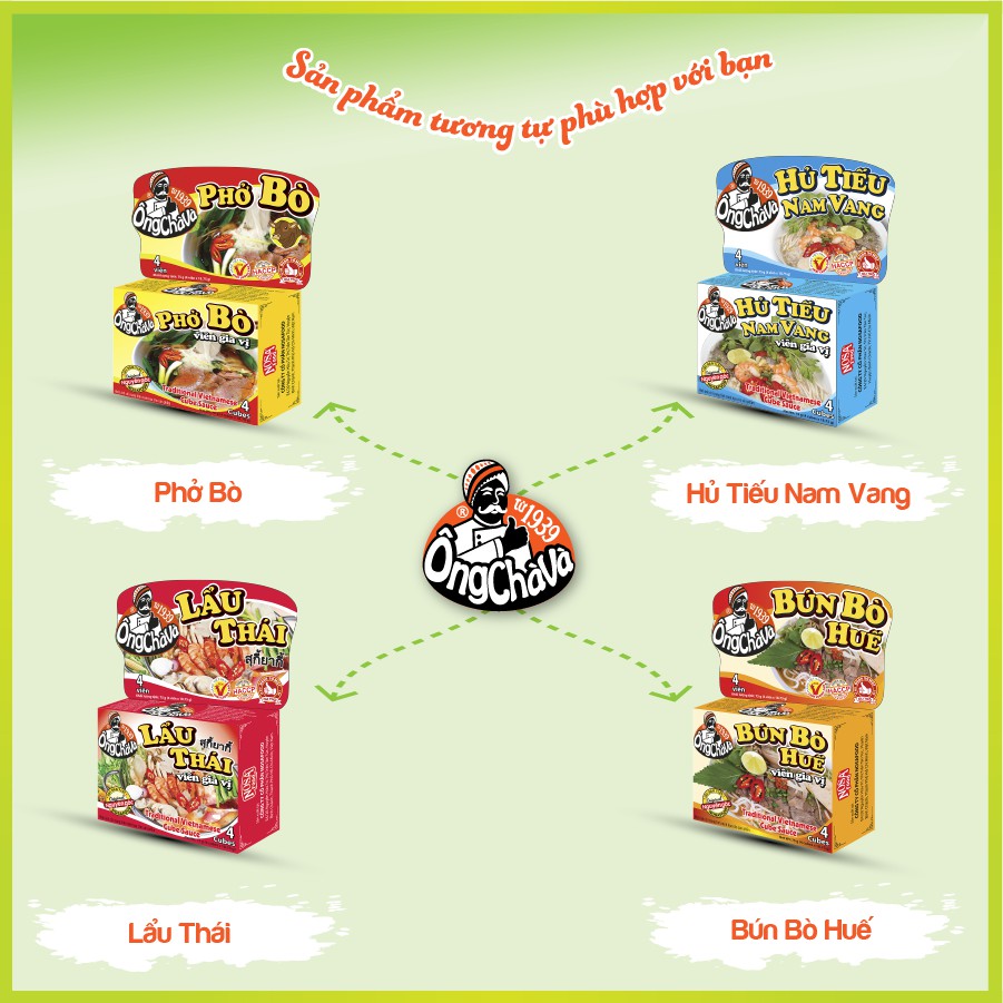 Lốc 12 hộp Viên gia vị Bún Riêu Cua 75gram (Crab chowder noodle seasoning cube)