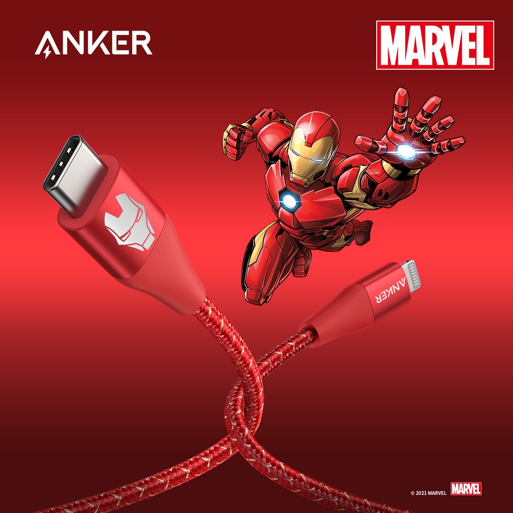 Cáp sạc ANKER PowerLine+ II USB-C to Lightning dài 0.9m Phiên bản Marvel - A9548