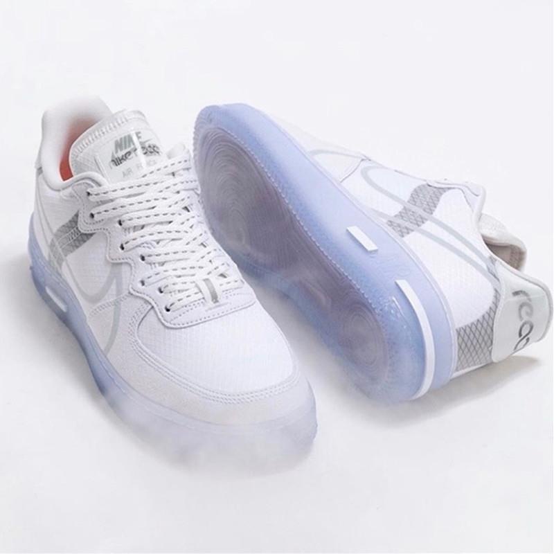 Giày thể thao nam  Giày thể thao nữ AF1 trắng đế phản quang - Giày AF1 trắng React White Ice Full Box