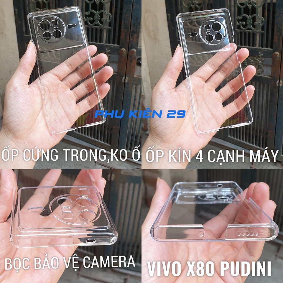 Ốp lưng cứng trong suốt có bọc camera không ố màu Pudini