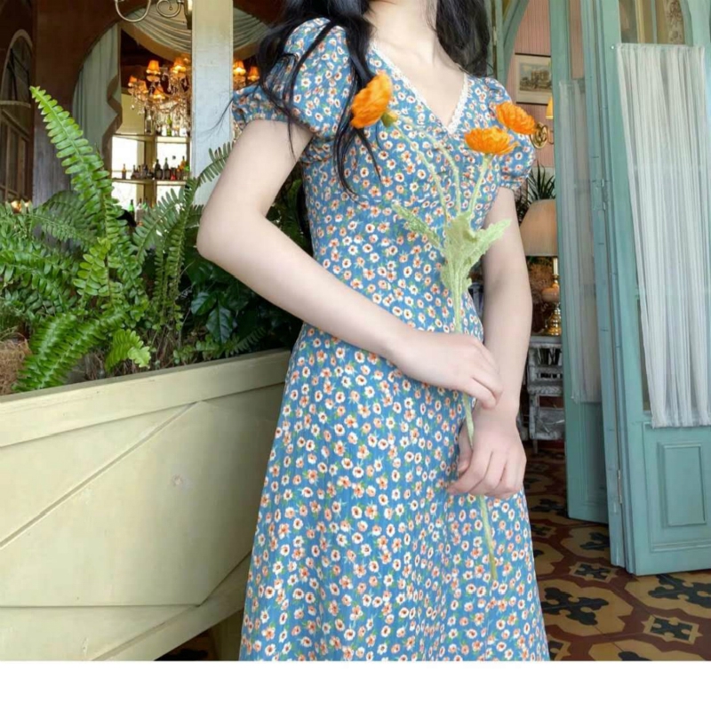 Đầm Hoa Cổ Chữ V Thời Trang Mùa Xuân Cho Nữ | BigBuy360 - bigbuy360.vn