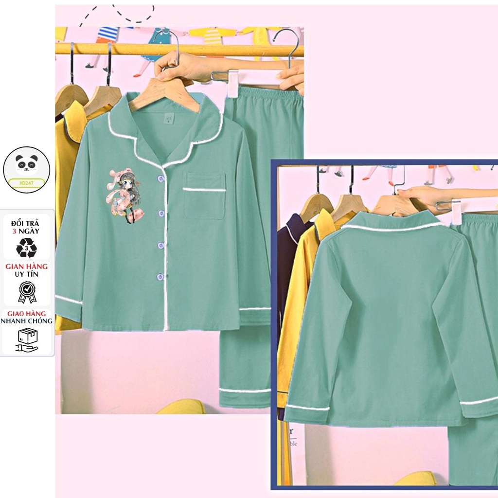 bộ ngủ mặc nhà bé gái dễ thương size đại in hình cute vải kate dày dặn HD247 0315