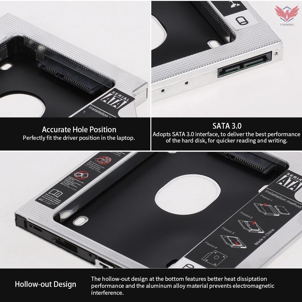 Aluminum Alloy SATA3.0 2nd HDD Caddy 9.5mm 2.5 Inch SSD HDD Enclosure for Desktop PC Laptops