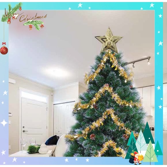 Cây thông noel 2m, cây thông noel cước lăn kim tuyến bạc gắn trái thông 2m trang trí giáng sinh trong nhà ngoài trời