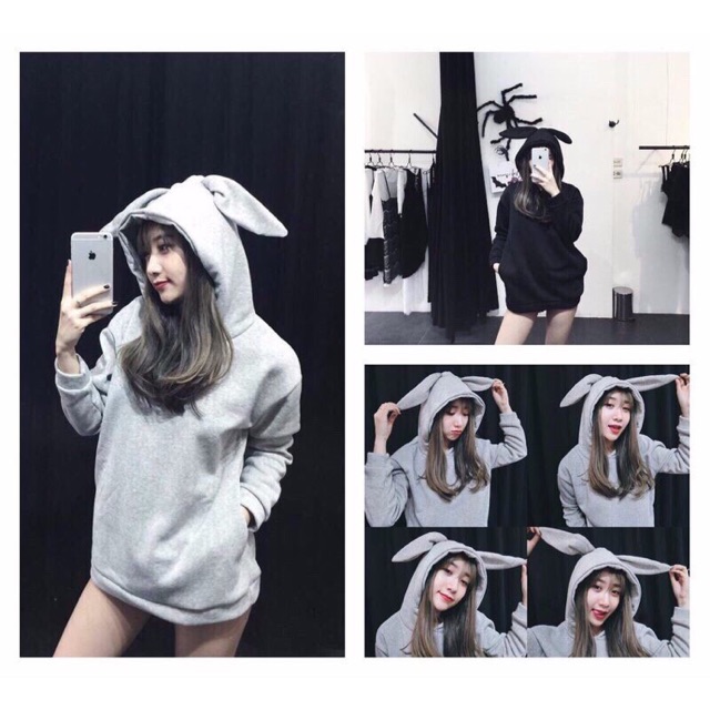Áo khoác nỉ tai thỏ so cute - atshoppee
