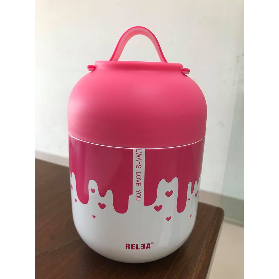 Bình ủ cháo relea màu hồng love