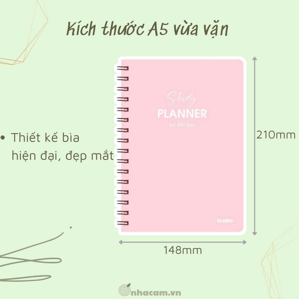 Sổ lập kế hoạch lò xo kép Study Planner Klong A5 Nhà Cam