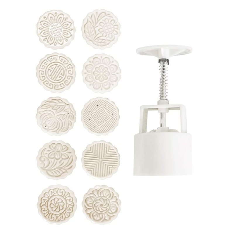 Set 10 khuôn làm bánh trung thu dạng nhấn 100g DIY