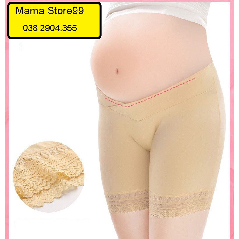 Quần Bầu Mặc Trong Váy Cạp Chéo Chất Cotton Phối Ren Mama Store99