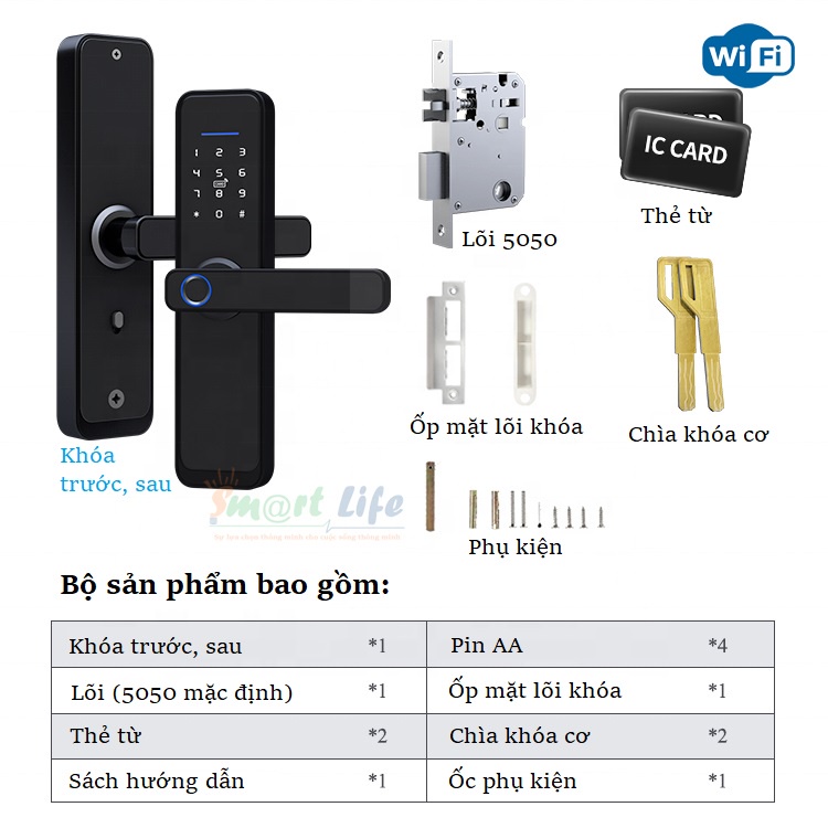 Khóa vân tay thông minh Tuya X2 Wifi mở khóa vân tay, thẻ từ, chìa cơ, mật khẩu, cảm ứng. app điện thoại