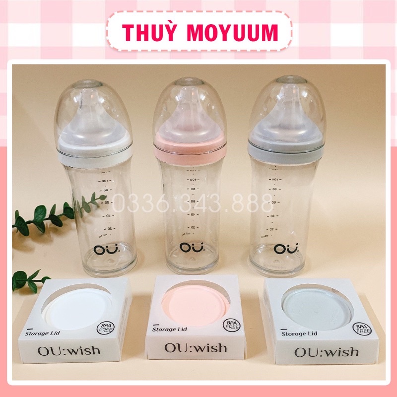 Bình sữa Ou Wish 140ml/260ml Hàn quốc ( Tặng kèm nắp trữ sữa)