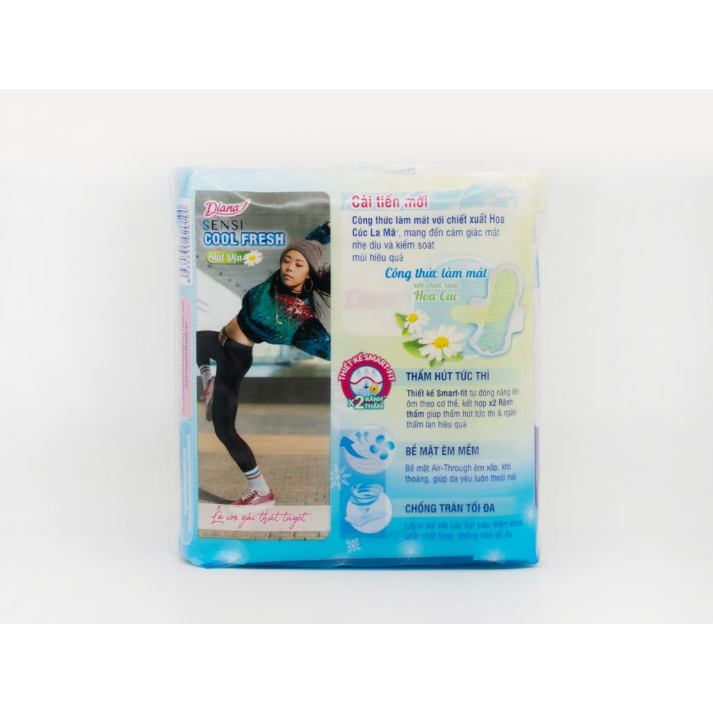 Băng vệ sinh ban ngày Diana Sensi Cool Fresh mát dịu siêu mỏng có cánh 8 miếng