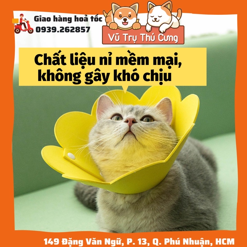 Vòng cổ chống liếm cho chó mèo, hình bông hoa dễ thương