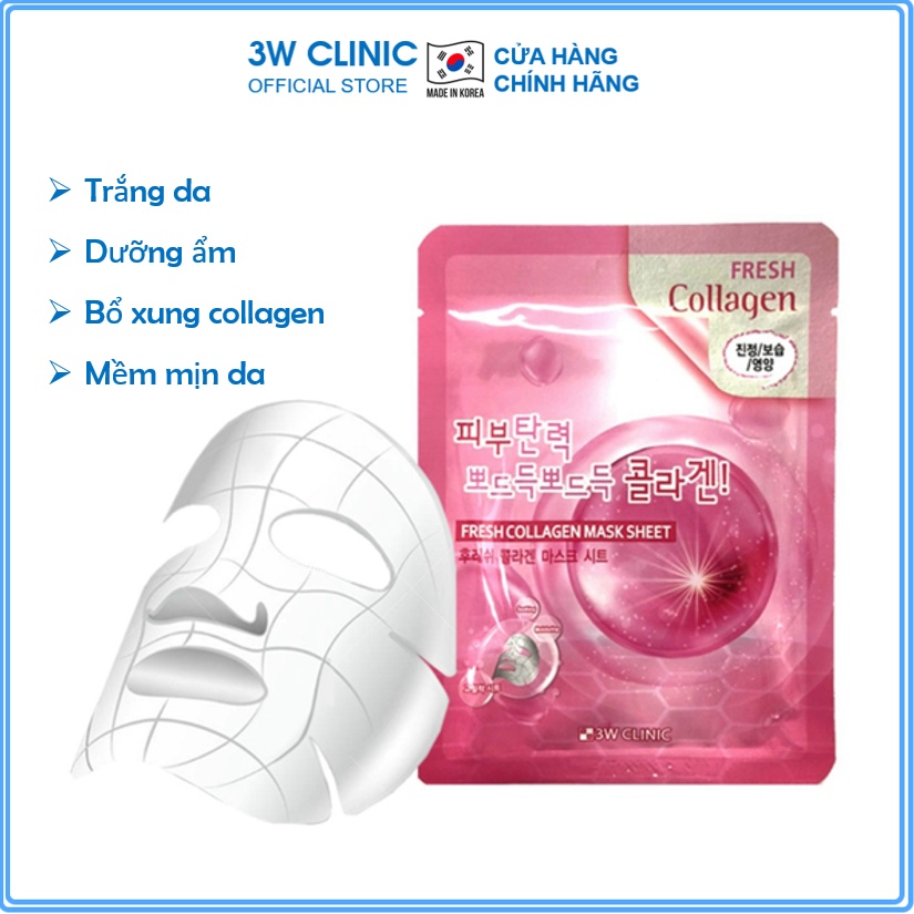 Mặt nạ giấy - Mặt nạ Collagen chiết xuất từ Collagen 3W Clinic Hàn Quốc 23ml