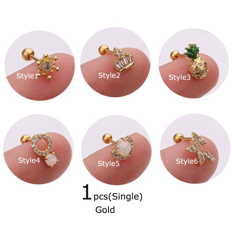 1 Chiếc Khuyên Tai Bằng Thép Dài 6mm
