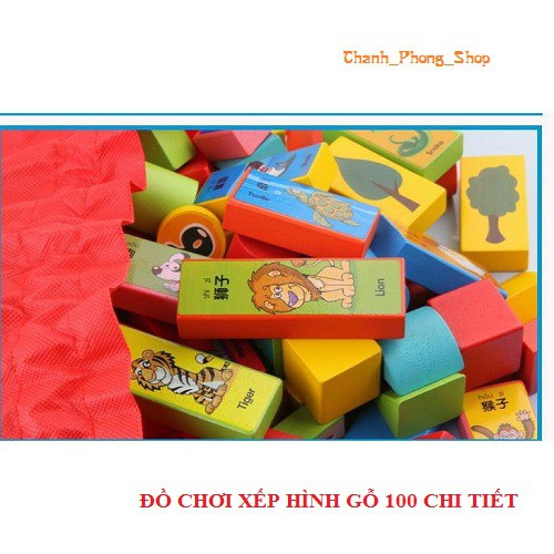 Bộ xếp hình khối gỗ 100 chi tiết