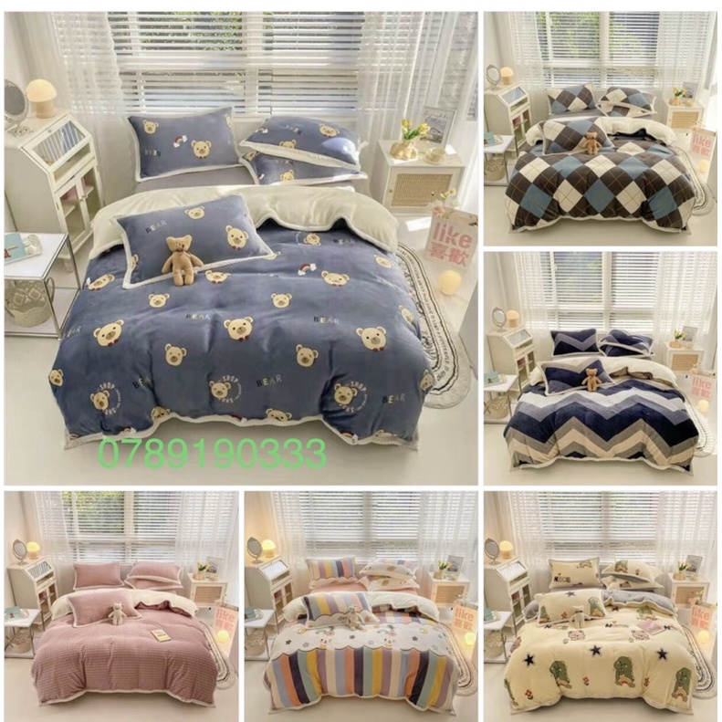 Sét 4 món chăn ga gối nỉ viền bông