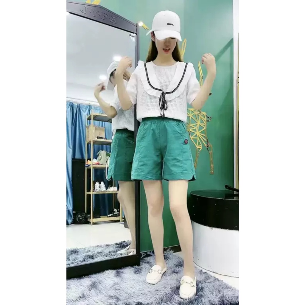 Quần Đùi Nữ Túi Ngang Chất KAKI Cạp Chun Phong Cách Hàn Quốc Mác Da Loại 1 - QN01