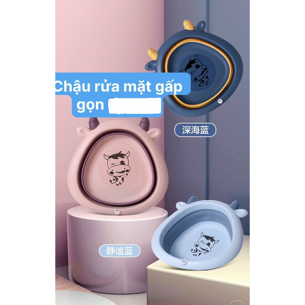 Chậu rửa mặt silicon gấp gọn hình con bò