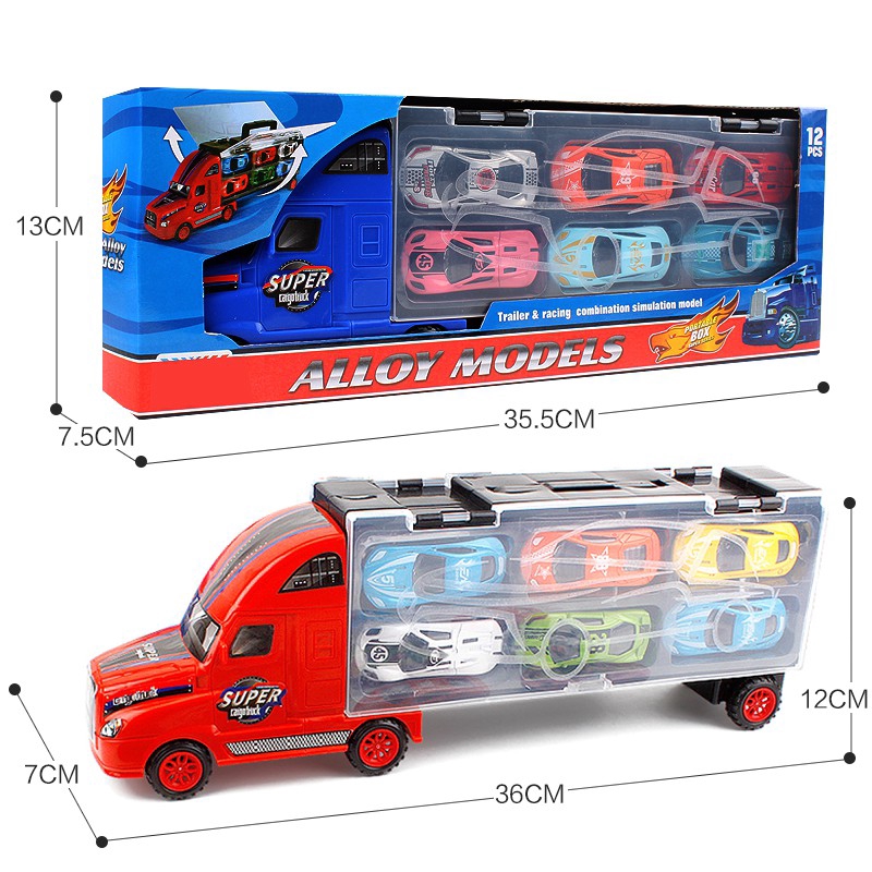 Bộ Đồ Chơi HDY Hình Dạng Xe Tải + Xe Hơi Bằng Hợp Kim Dành Cho Các Bé Educational Vehicle Set for Boys Birthday Gifts