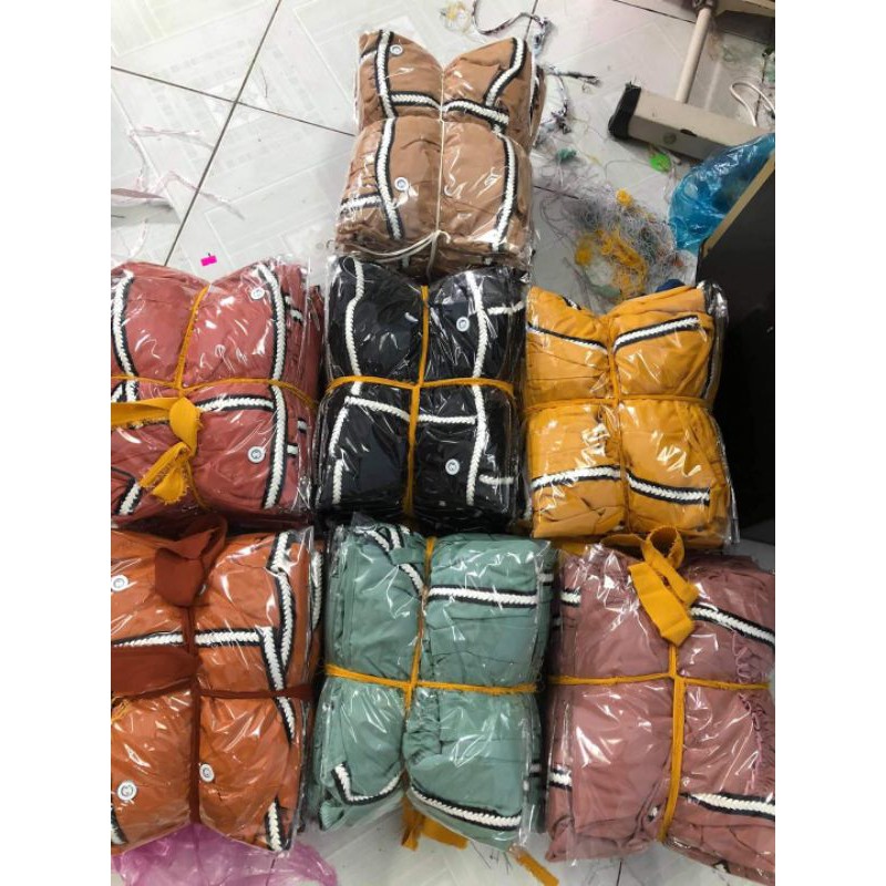 Set bộ tay dài cổ vuông phối viền trắng nút quần ống suông nhỏ bigsize 40-72kg | BigBuy360 - bigbuy360.vn