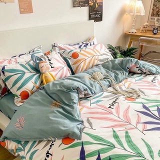 Bộ chăn ga coton poly lá cọ xanh