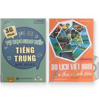 Sách - Combo 2: 30 phút tự học giao tiếp tiếng Trung mỗi ngày + Du lịch Việt Nam – Ẩm thực và cảnh điểm + DVD quà tặng