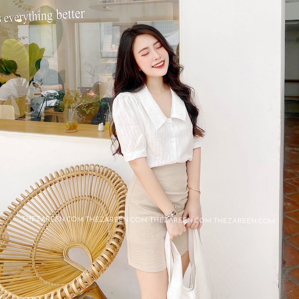 [Mã WASKT304 giảm 15% tối đa 30K đơn 99K] ÁO SƠ MI CỔ NHỌN TAY PHỒNG ZAREEN SOM40 TRẮNG | BigBuy360 - bigbuy360.vn