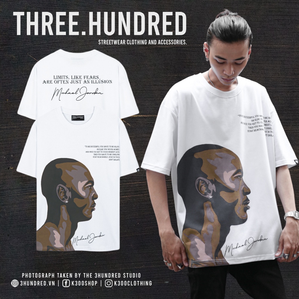 Áo Thun Michael Jordan Màu Trắng Hình In Sắc Nét Chất Liệu 100% Cotton Form Rộng Thoải Mái Unisex Nam Nữ