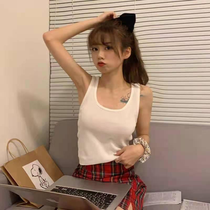 Áo croptop hai dây quai to cổ vuông TheKim cotton 2 lớp, áo thun dáng lửng ôm body