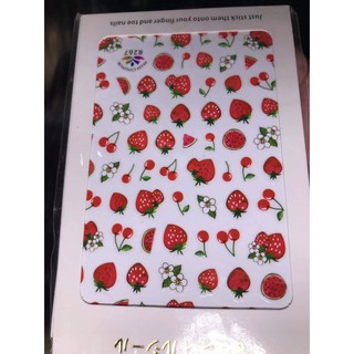 Sticker dán móng hình hoa quả màu đỏ mã R267