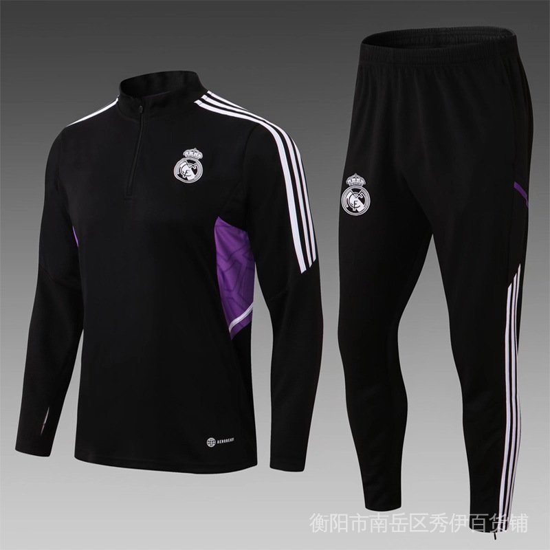 "Spot" Real Madrid 21-22 New Jersey Benzema training uniform warm-up football suit half-pull round neck suit XFVC