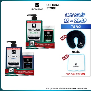 Dầu gội sạch gàu Romano 650g + Sữa tắm sạch khuẩn 150g