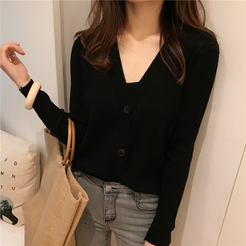 Áo Cardigan Len Áo khoác mỏng Nữ Dệt Kim Tay Dài Cổ V Basic Kiểu Quảng Châu T2B2 | BigBuy360 - bigbuy360.vn