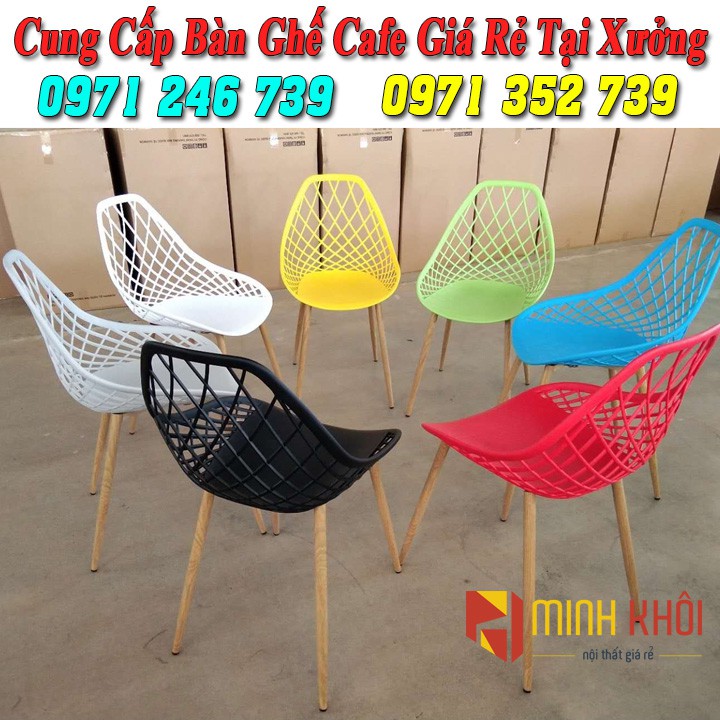 Ghế nhựa cao cấp chân thép dùng cho quán cafe, trà sữa