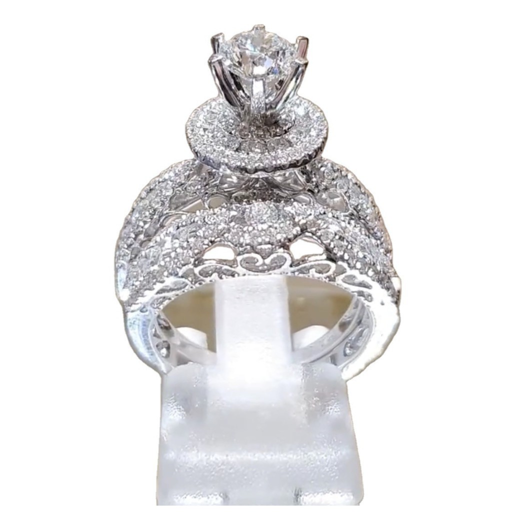 Nhẫn cặp đính đá zircon kiểu Âu Mỹ cá tính hợp thời trang