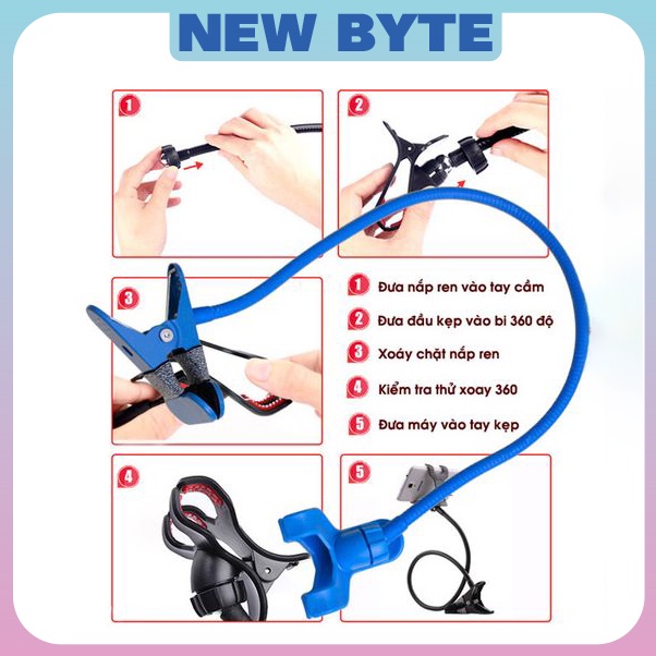 Đế kẹp điện thoại đuôi khỉ lõi sắt đa năng vô cùng chắc chắn, giá đỡ kẹp mép bàn có thể xoay 360 độ dùng để xem phim