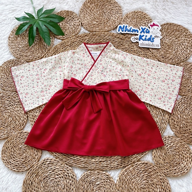 Váy Kimono Nhật Bản Cách Tân 𝐍𝐇𝐈́𝐌 𝐗𝐔̀ 𝐊𝐈𝐃𝐒 Cho Bé Gái 1 tuổi đến 5tuổi Chất Lụa Ướt Mềm Mại V032