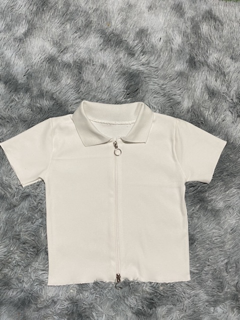 Áo khoá kéo 2 đầu cổ bẻ tay ngắn