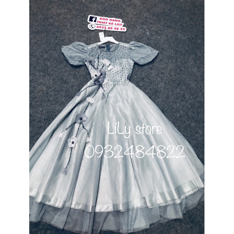 ẢNH VÀ VIDEO THẬT 1000% Đầm xoè tay phồng kết hoa thủ công