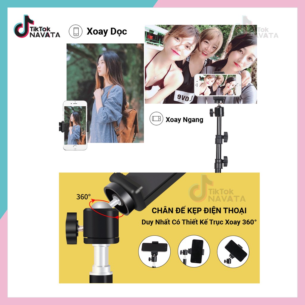 Chân đế điện thoại Tripod quay TikTok, chân đèn livestream giá đỡ Cao 2m1 loại chắc chắn chịu lực tốt | BigBuy360 - bigbuy360.vn