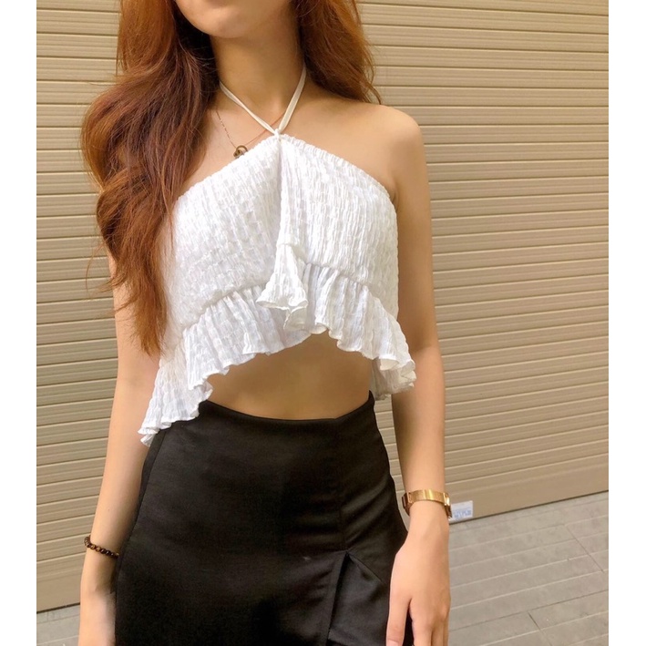 Áo croptop cổ yếm bèo