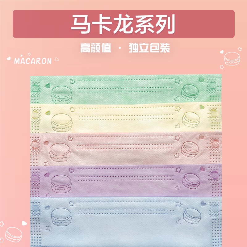 Set 50 Khẩu Trang 3 Lớp Siêu Mỏng Thoáng Khí Màu Sắc Macaron Dành Cho Người Lớn