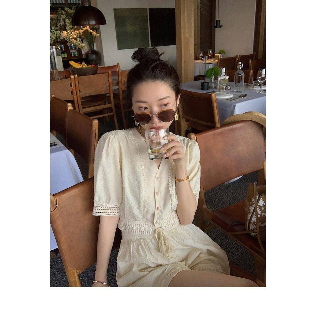 Bộ Áo Sơ Mi Ngắn Tay Thêu Họa Tiết + Quần Short Xinh Xắn Dành Cho Nữ 61906