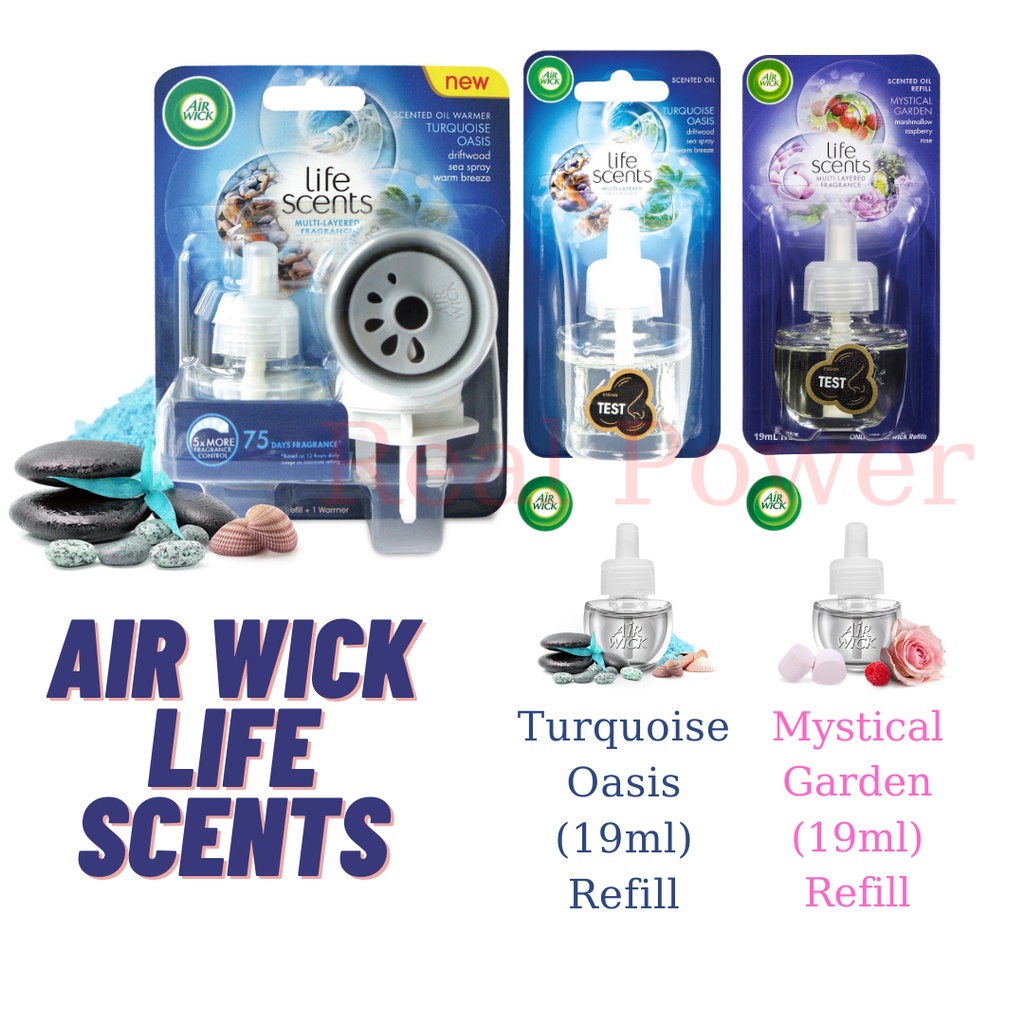 Bộ khuếch tán tinh dầu tự động Air Wick cắm điện kèm tinh dầu hương thơm ốc đảo xanh (Turquoise Oasis)