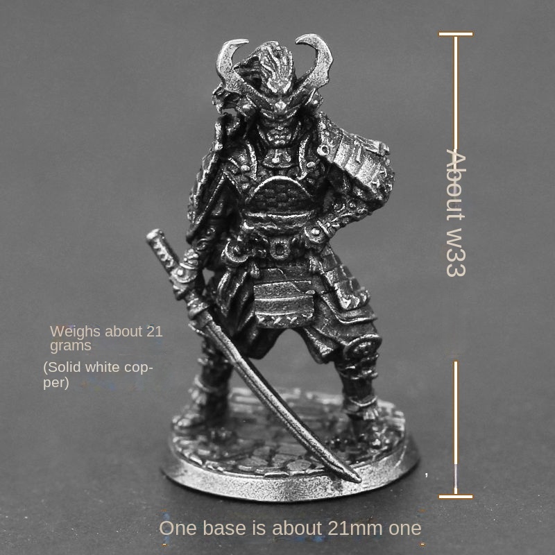 Mô Hình Người Lính Samurai Nhật Bản Bằng Đồng Trắng Để Bàn Trang Trí