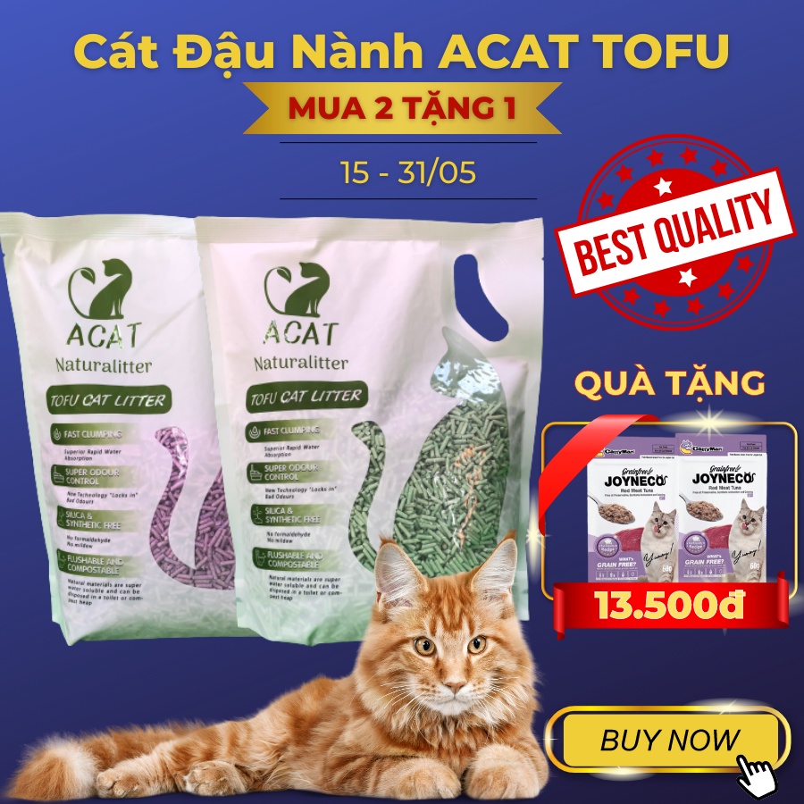 Combo 2 túi cát đậu nành ACAT TOFU 6L cho mèo đi vệ sinh